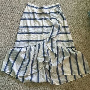 Striped ruffle cotton midi